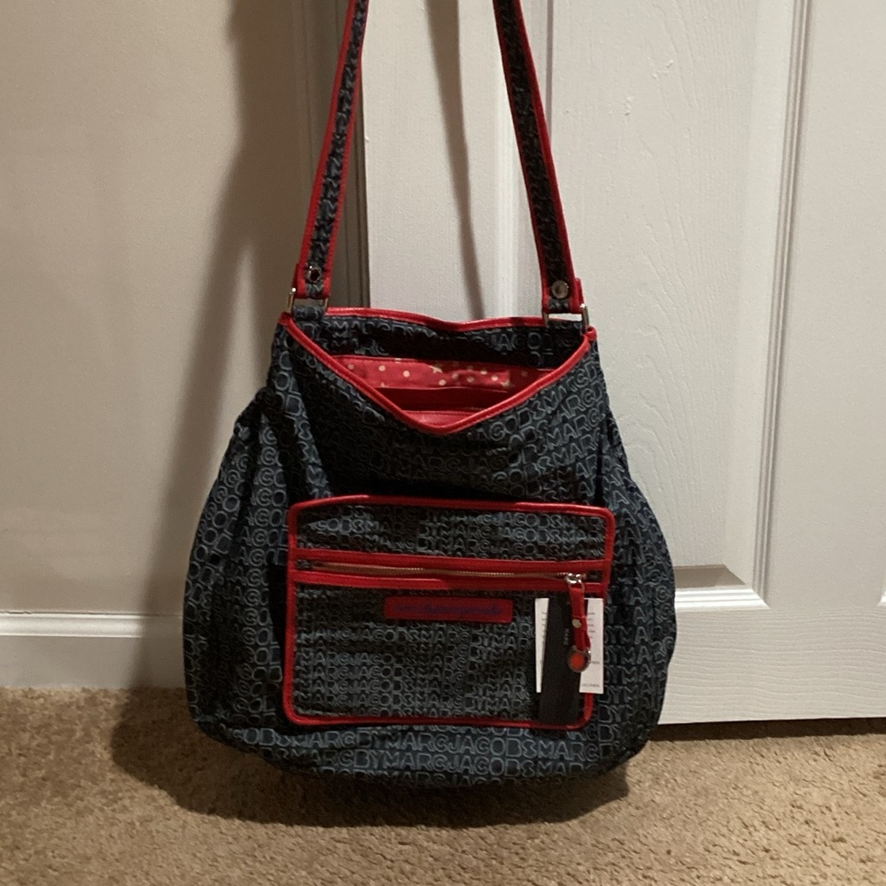 Marc Jacob’s Canvas and Italian Red Leather Messenger Bag - see description
